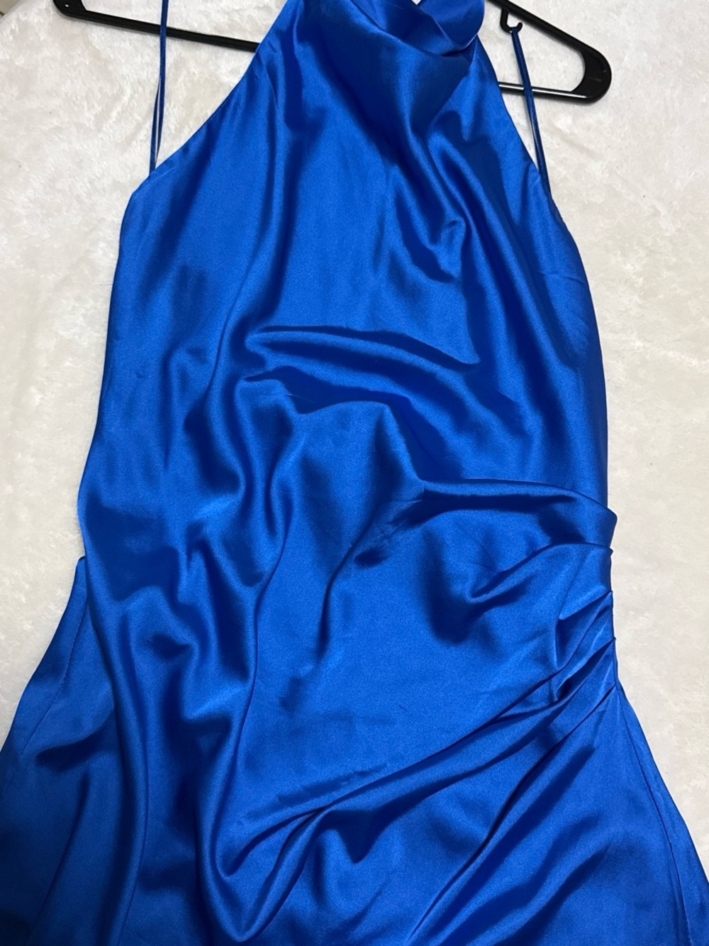 DO+BE Royal Blue Halter Asymmetrical Satin Dress - Picture 4 of 4